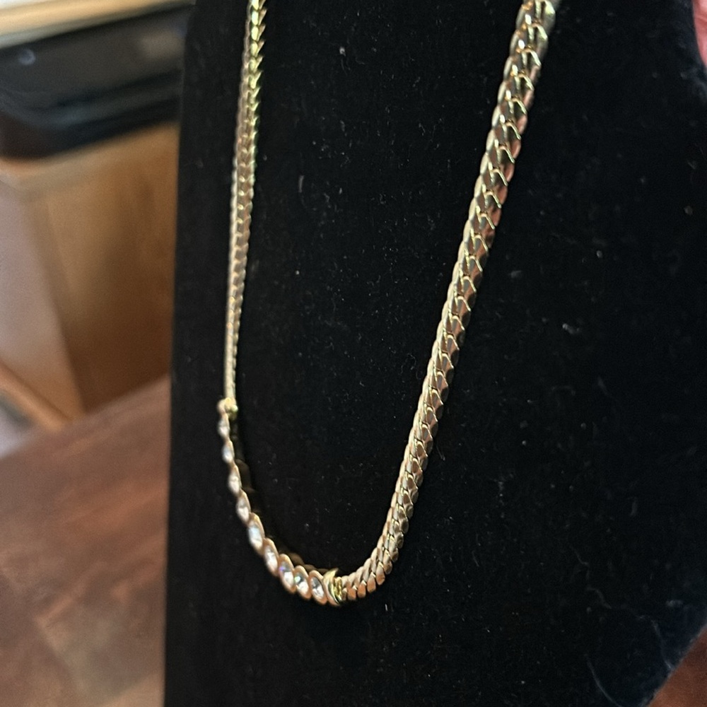 Christian Dior Gold plated and white crystal necklace. - Picture 3 of 5